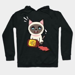 Funny siamese cat Spills BBQ Sauce Hoodie